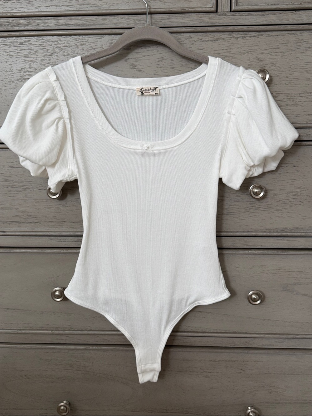 Free People Puff Sleeve Thong Bodysuit - Size S